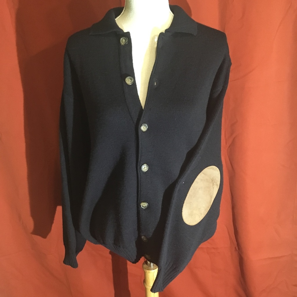 Classic vintage leather elbow patches cardigan ❄️