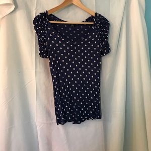 Forever 21 Blue and White Polka Dot Shirt
