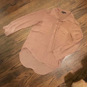 Sheer Camel Button-Up Blouse Sheer Camel Button-Up Blouse
