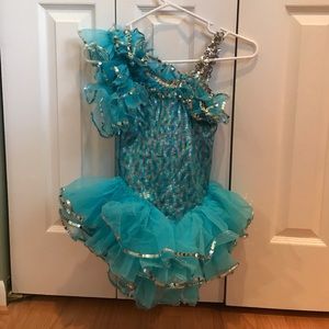 Halloween glamour dance costume blue & sequins