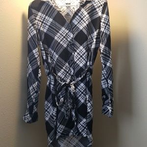 Long Black and White Plaid Shirt