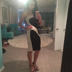 Herve Leger Cyclone One-Shoulder Dress