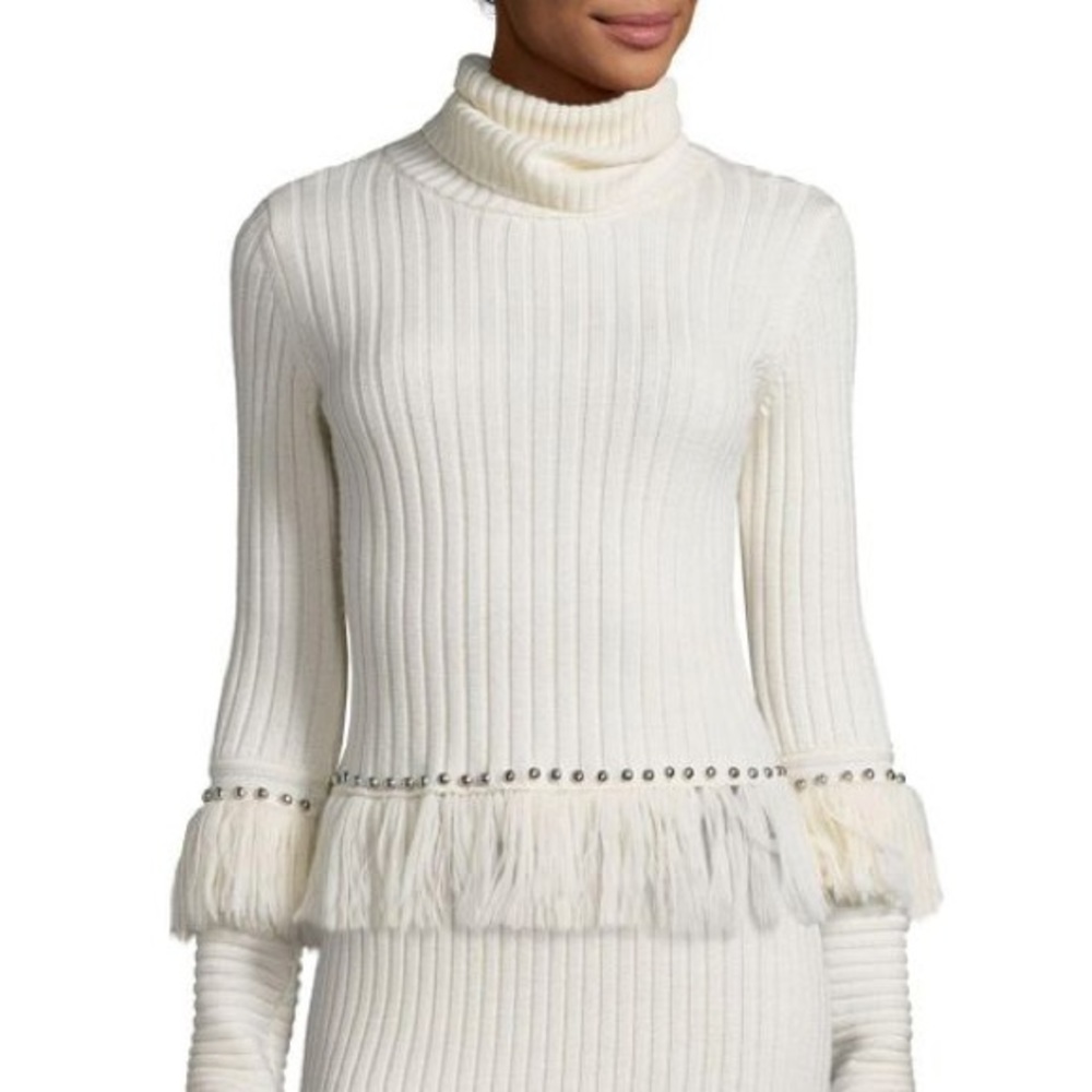 NWOT Jonathan Simkhai Studded Fringe Turtleneck - Picture 2 of 7