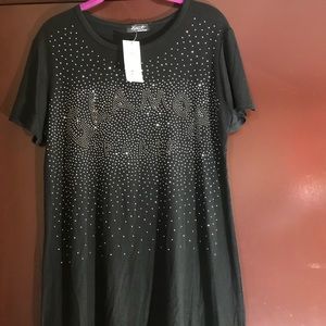 Short sleeve rhinestone tops