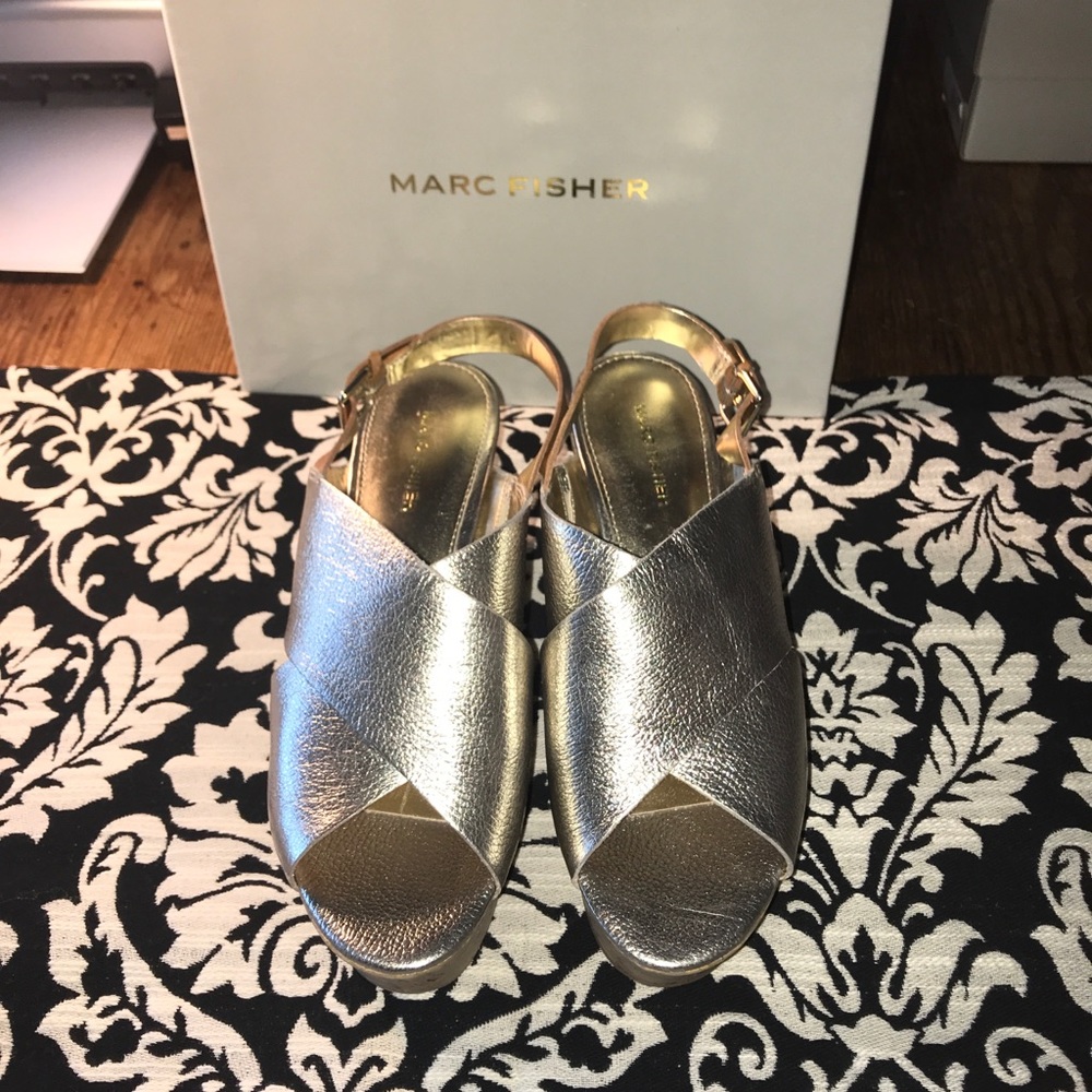 Marc Fisher Gold Multi Leather Sandals