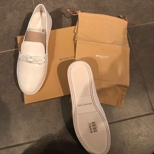 Michael Kors leather “LENNOX SLIP ON” optic white