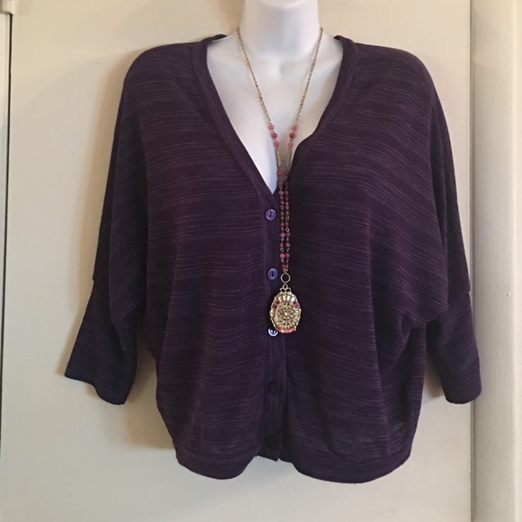 🎉REDUCED🎉 Purple Crop Cardigan Sweater🛍 - Picture 1 of 5
