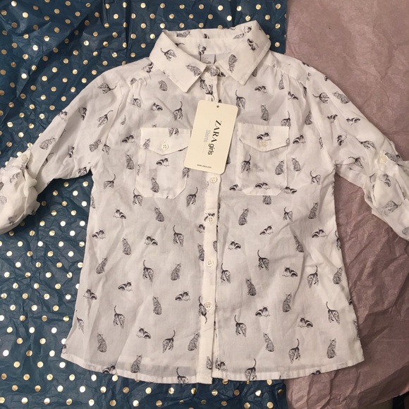 cat print button down shirt