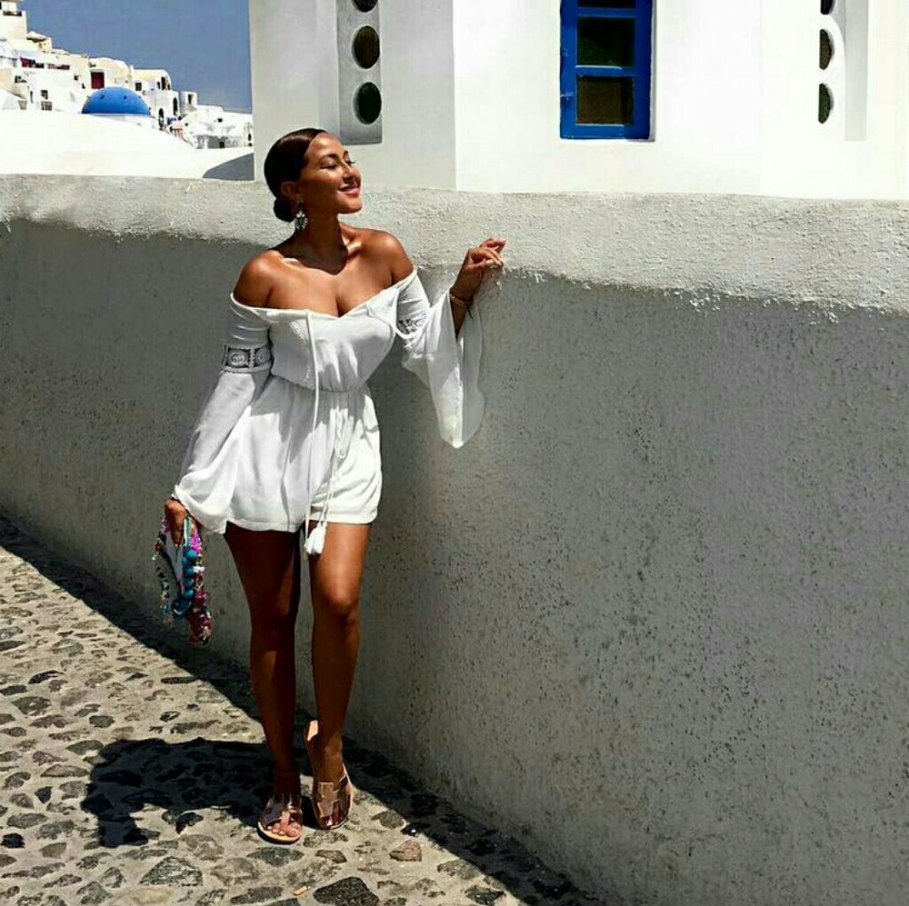 Crepe Off the Shoulder Romper