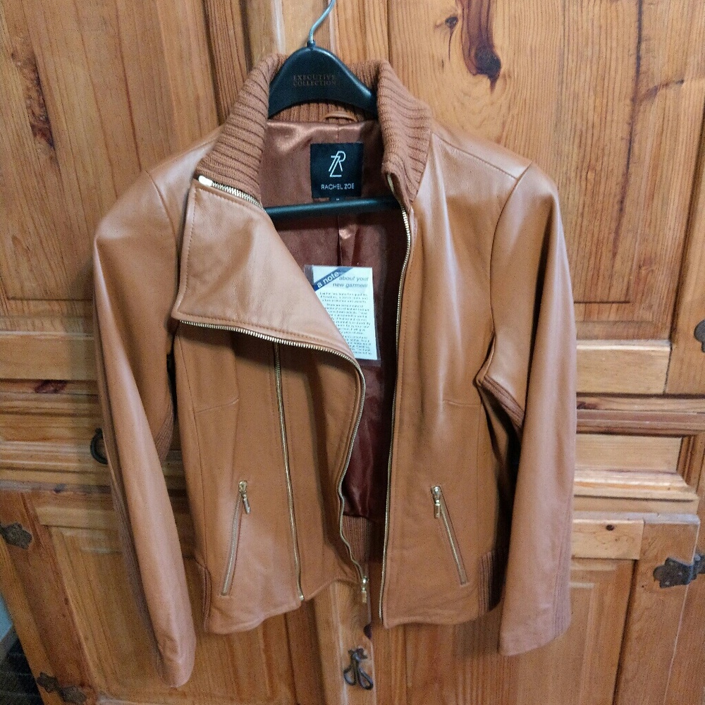 Rachel Zoe Leather Bomber Style Jacket Medium New