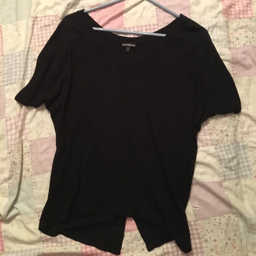 Open back, button up short sleeve shirt