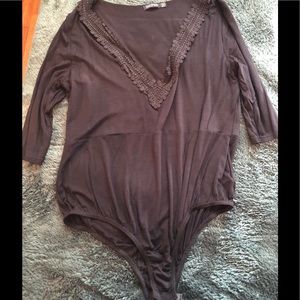 BooHoo Plus Holly Crochet trim bodysuit