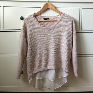 Blush sweater blush v neck sweater sparkle thread