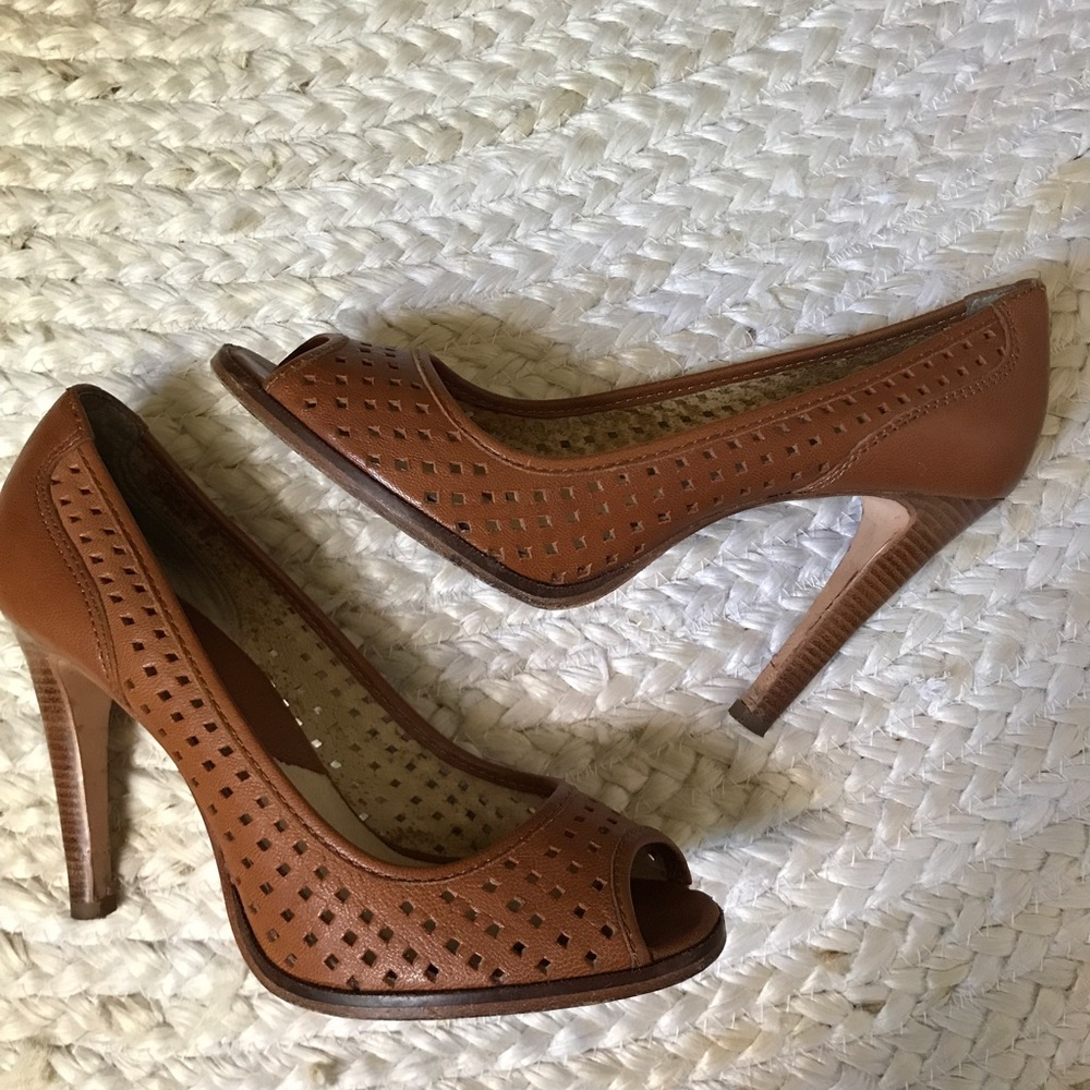 Michael Kors perforated peep toe heels