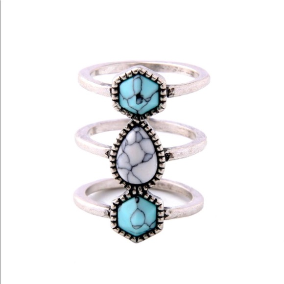 NWT Turquoise Triple band ring - Picture 1 of 5