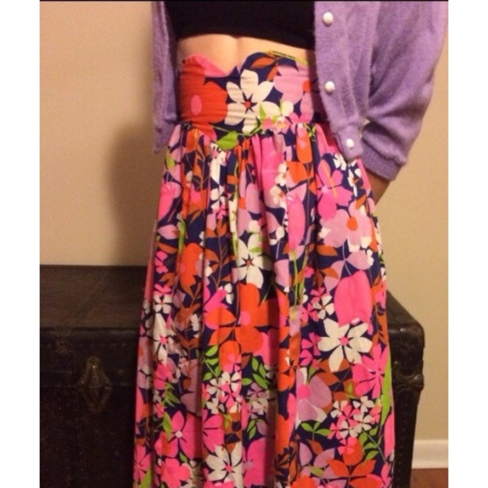 Vintage 60s High Waisted Maxi Skirt