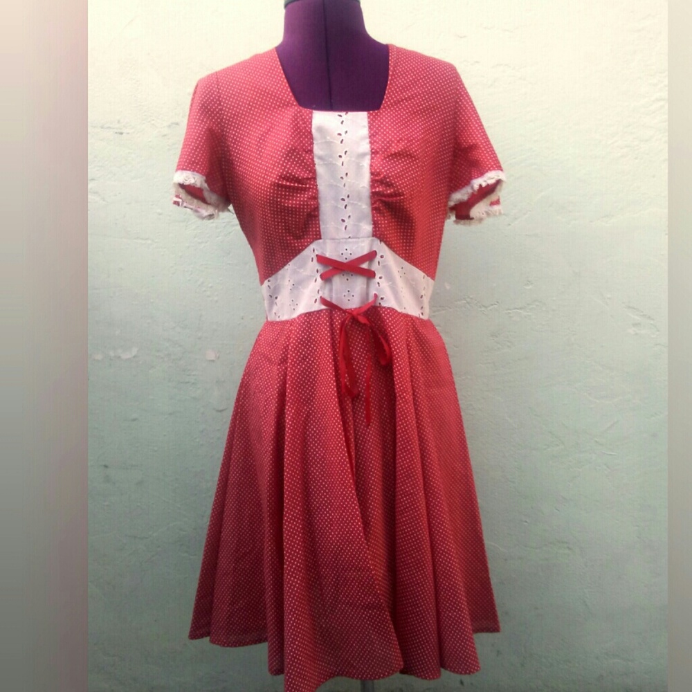 Vtg farmgirl squaredance country picnic sexy dress