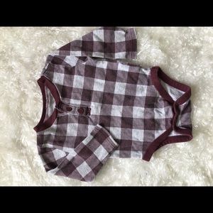 Burgundy plaid thermal onesie