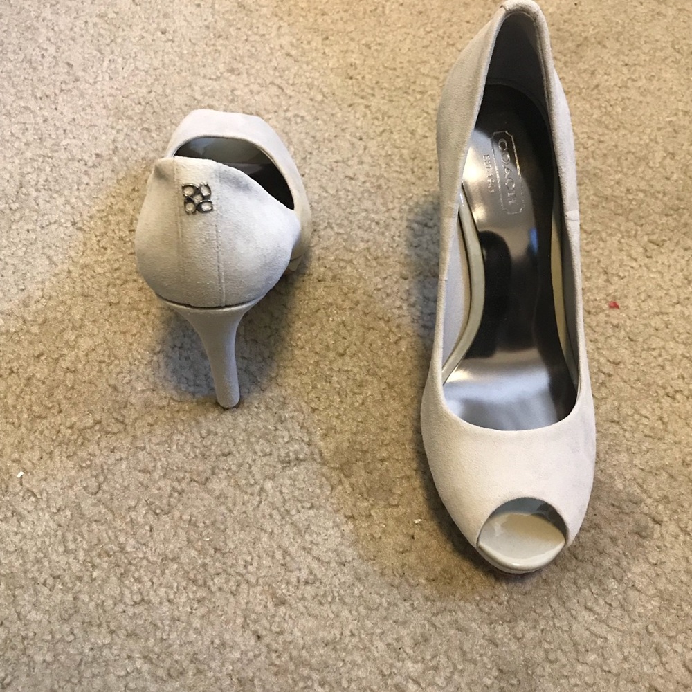 NWOT light grey peep toe Coach heels