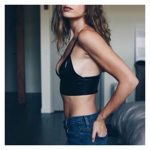 Victoria- Sexy Vegan Leather Bralette - Picture 2 of 5