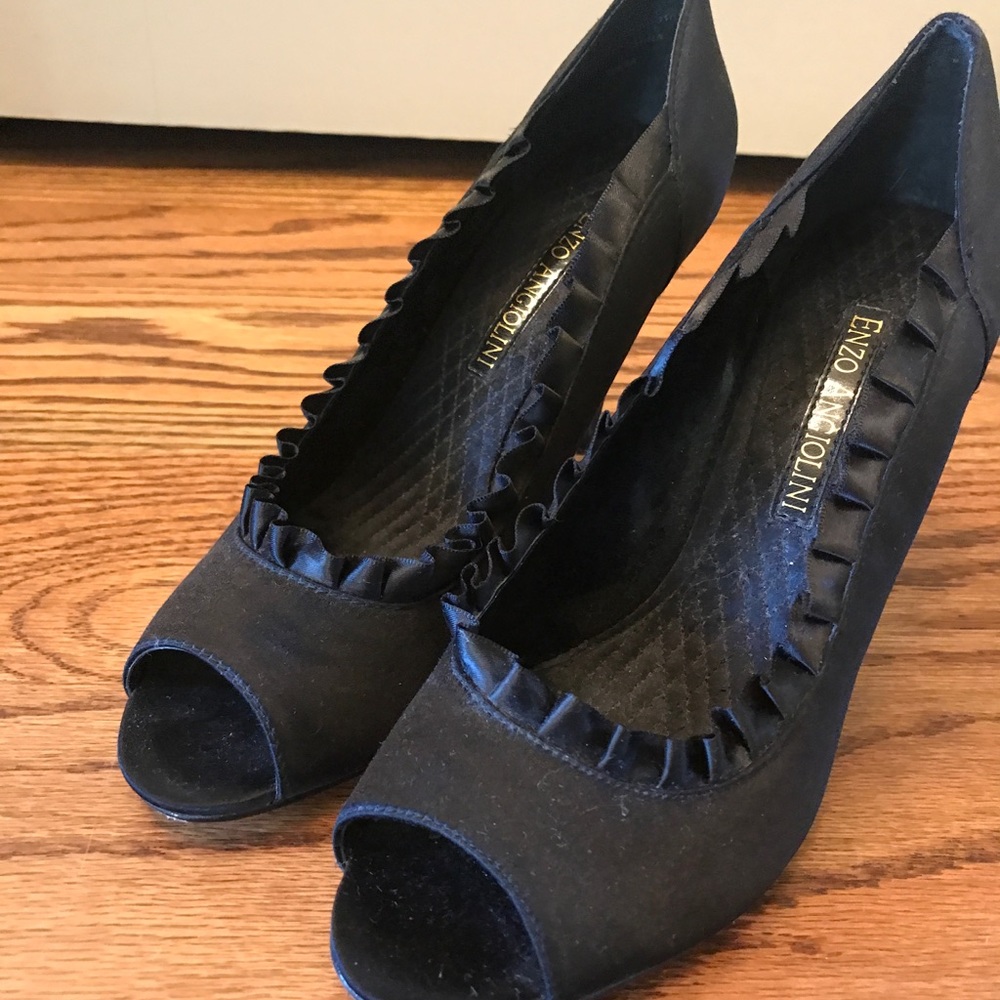 Enzo Angiolini Black Satin heels, 6.5 M