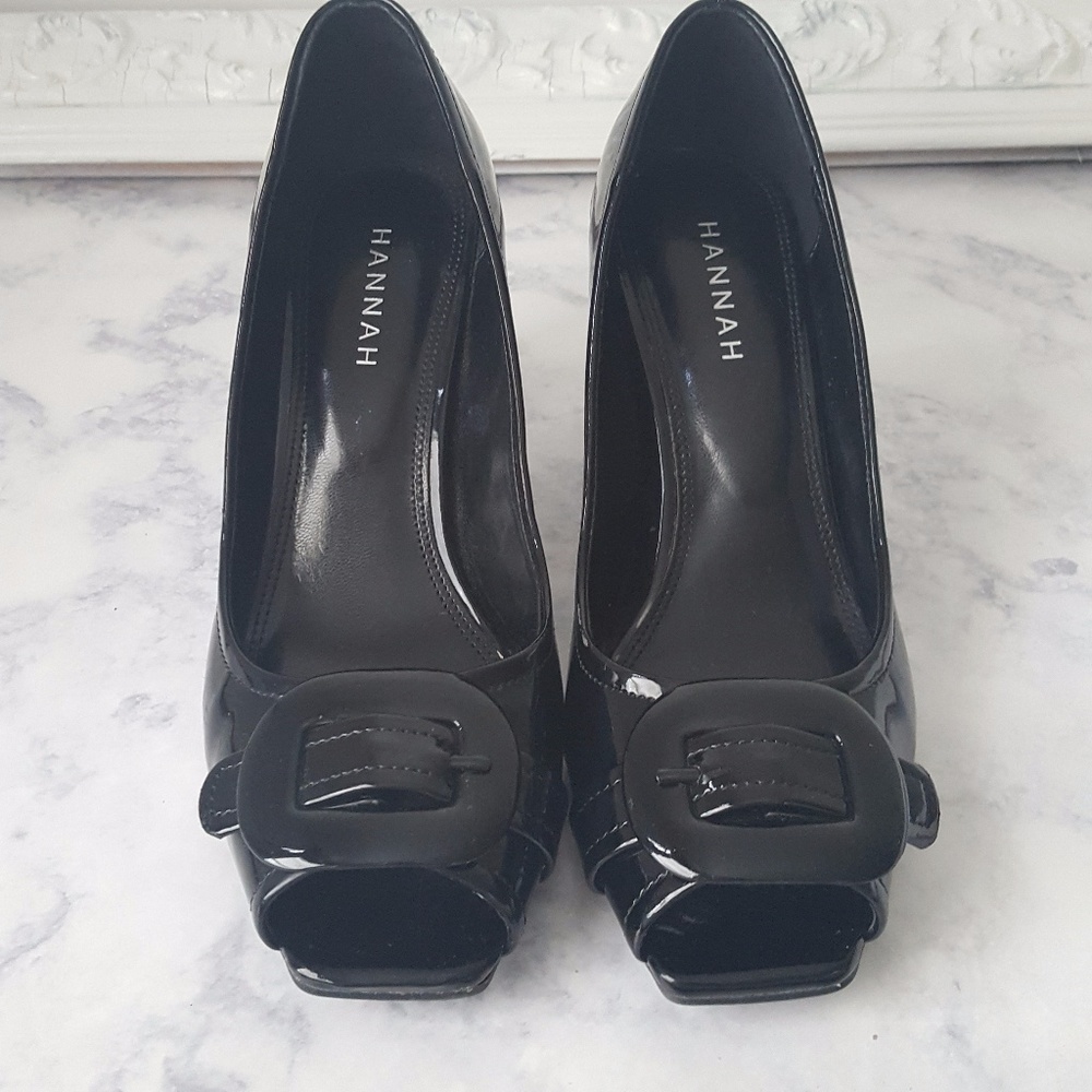 Hannah Heels women size 6.5 Medium Black Patent