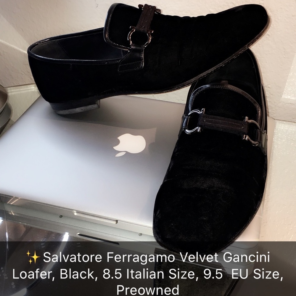 ✨Salvatore Ferragamo Velvet Loafer, Black, 9.5