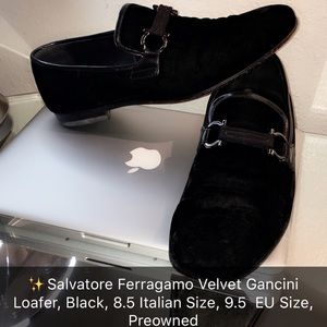 ✨Salvatore Ferragamo Velvet Loafer, Black, 9.5