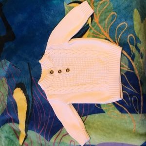 White w/brown button mid turtle neck sweater 6-12m