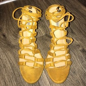 Mustard Lace up Heels