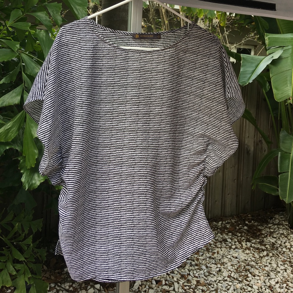 Outback Red black & white stripe blouse