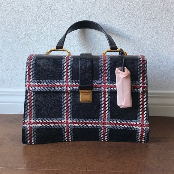New Authentic Miu Miu Madras Texture Leather Bag - Picture 4 of 7