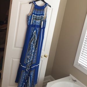 ELIZA J blue print maxi dress