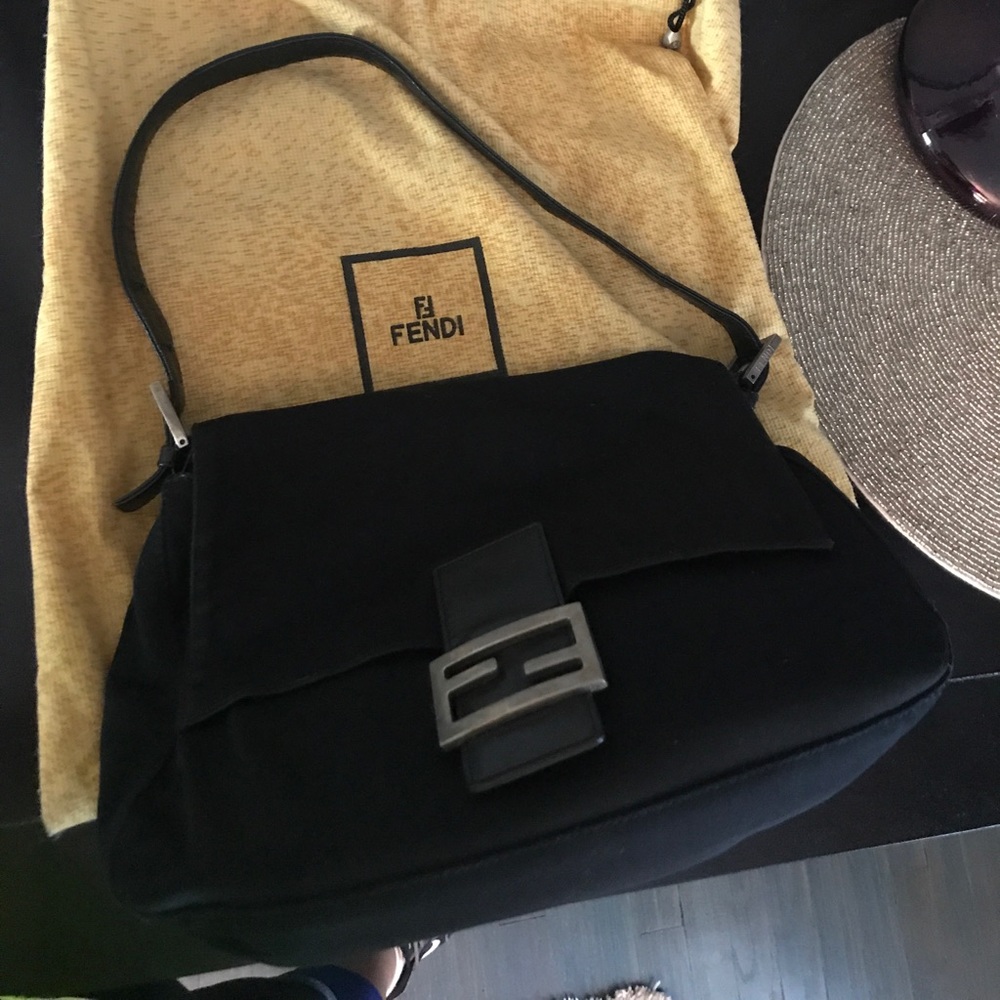 Vintage Fendi Nylon Shoulder Bag in black