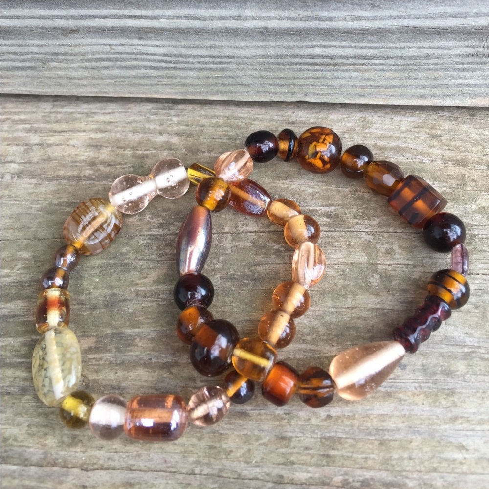 2 one of a kind glass bracelets