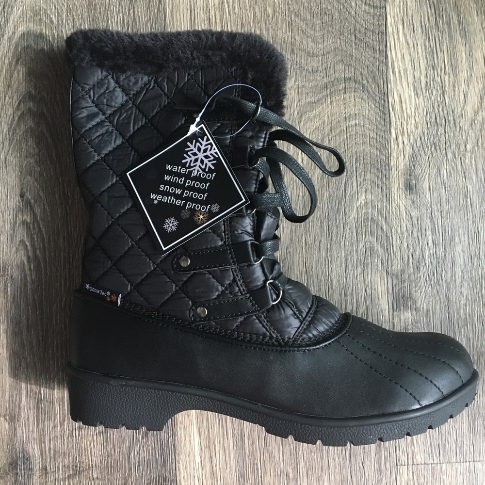 Faux Fur Lined Black Winter Boots