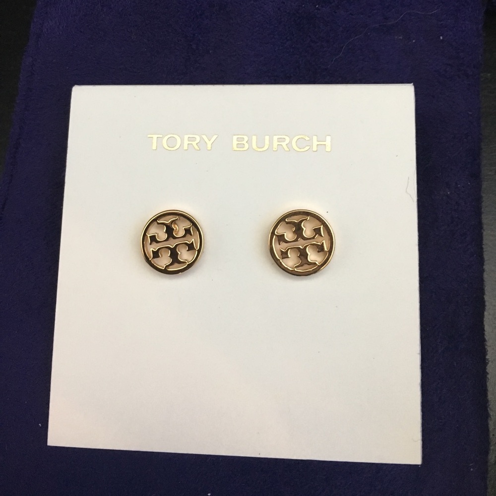 Tory Burch logo circle stud earrings