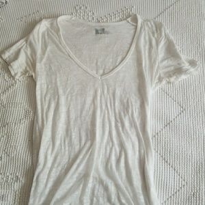 Gauzy Deep V Neck Tee