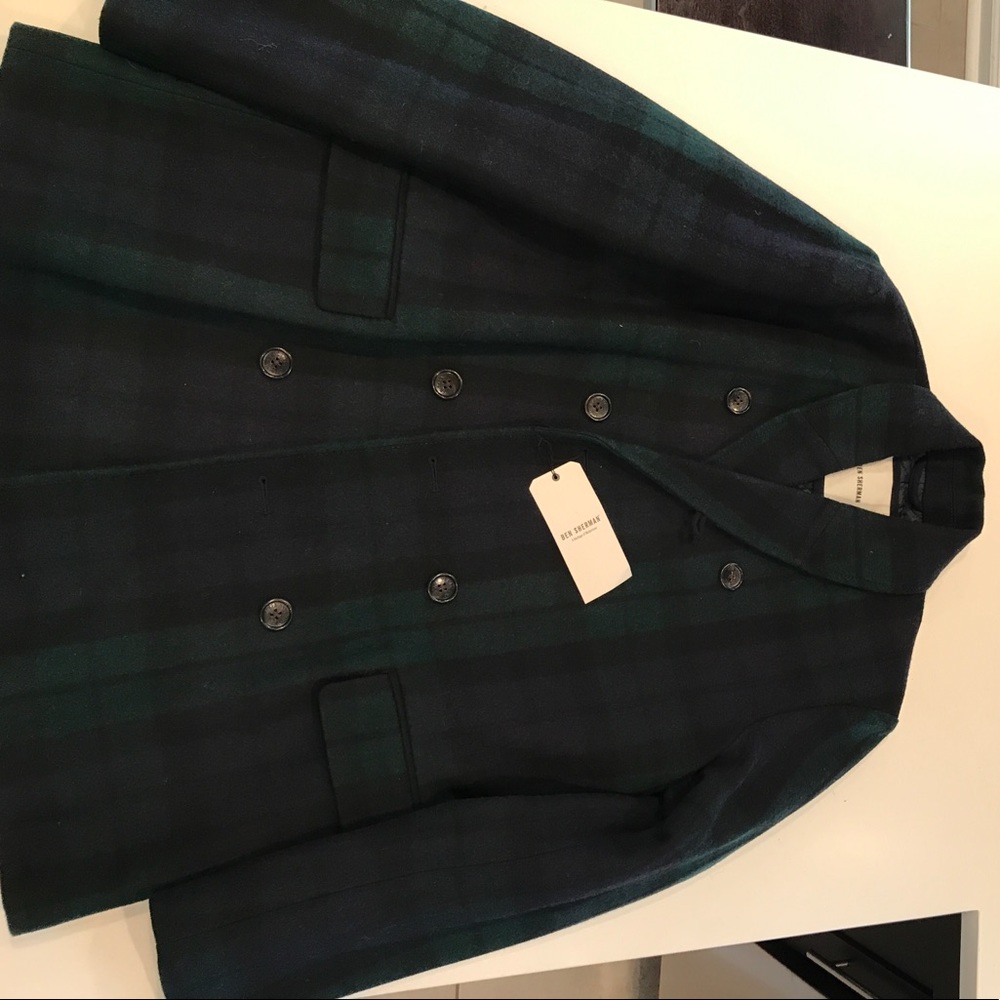 Ben Sherman plaid pea coat