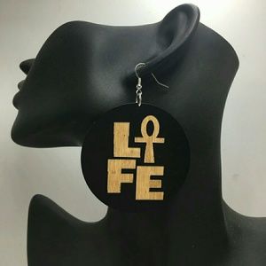 Ankh Life Wooden Earrings