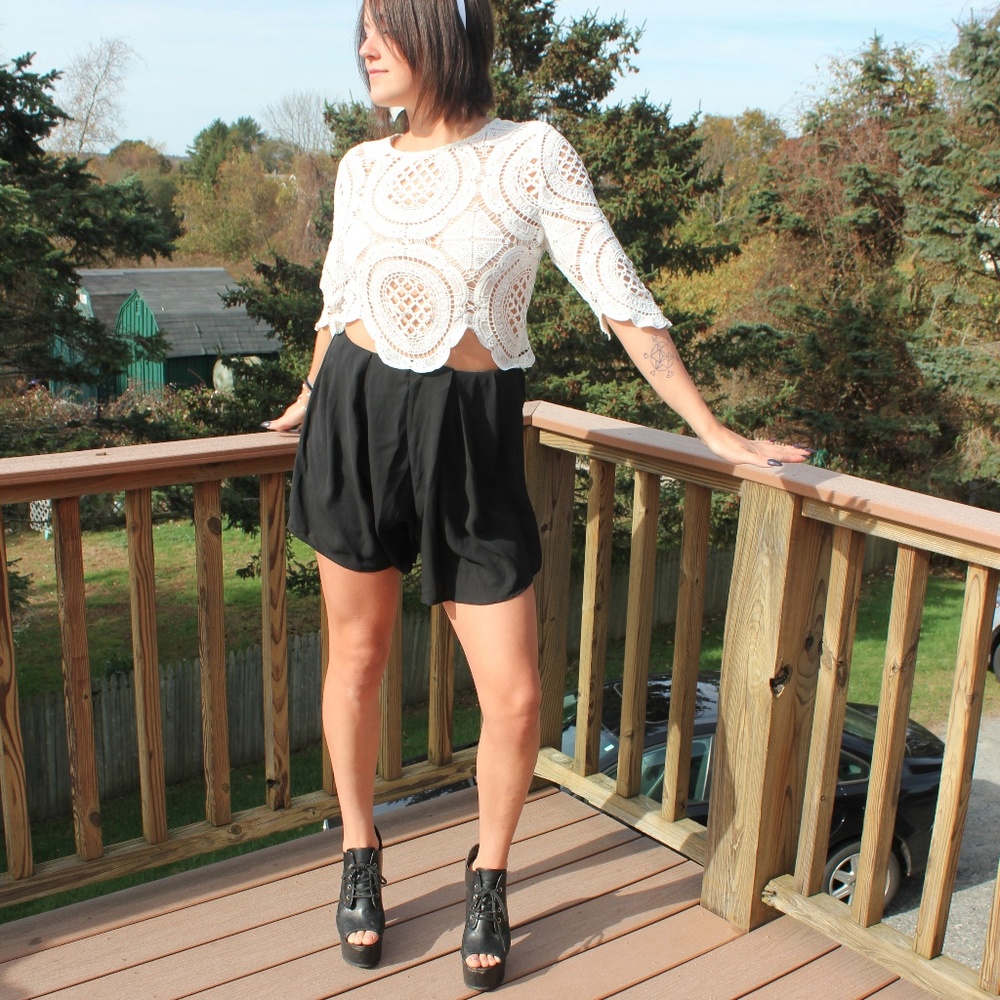 Black and White Lace Romper