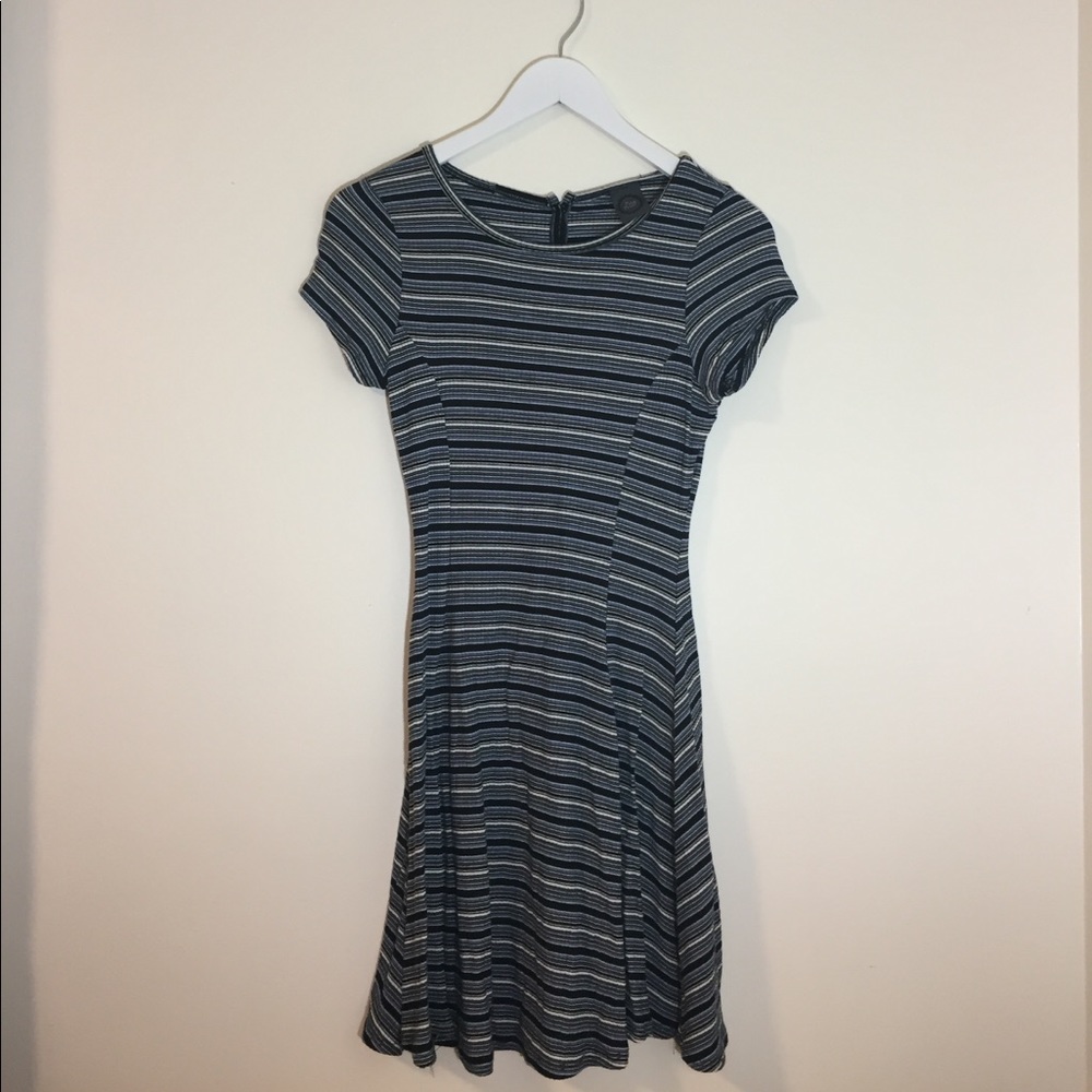 May Pink Blue and White striped skater dress