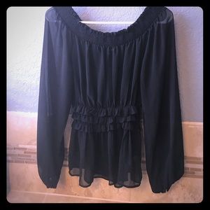 Black sheer off the shoulders blouse