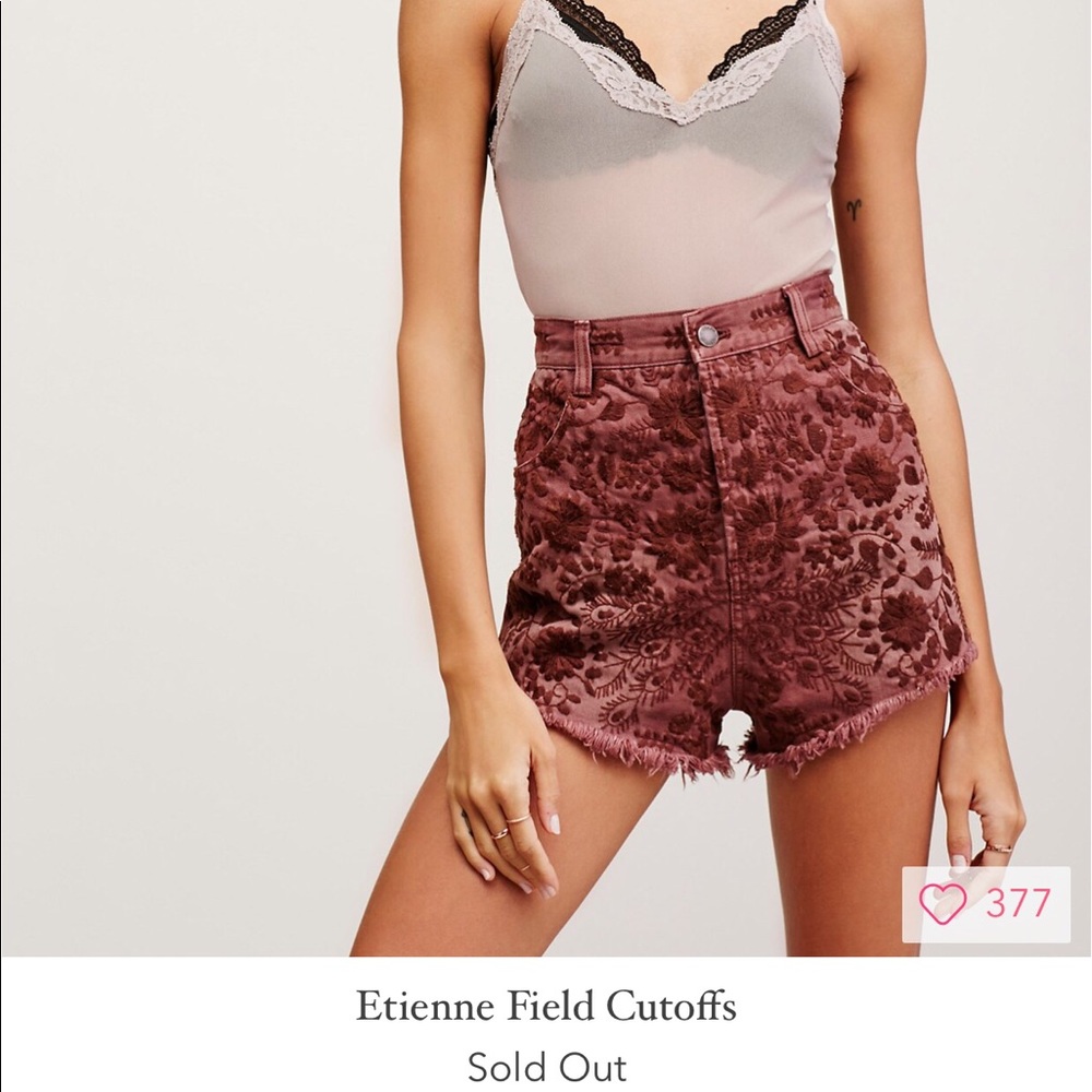 Etienne Field Cutoffs - embroidered denim shorts