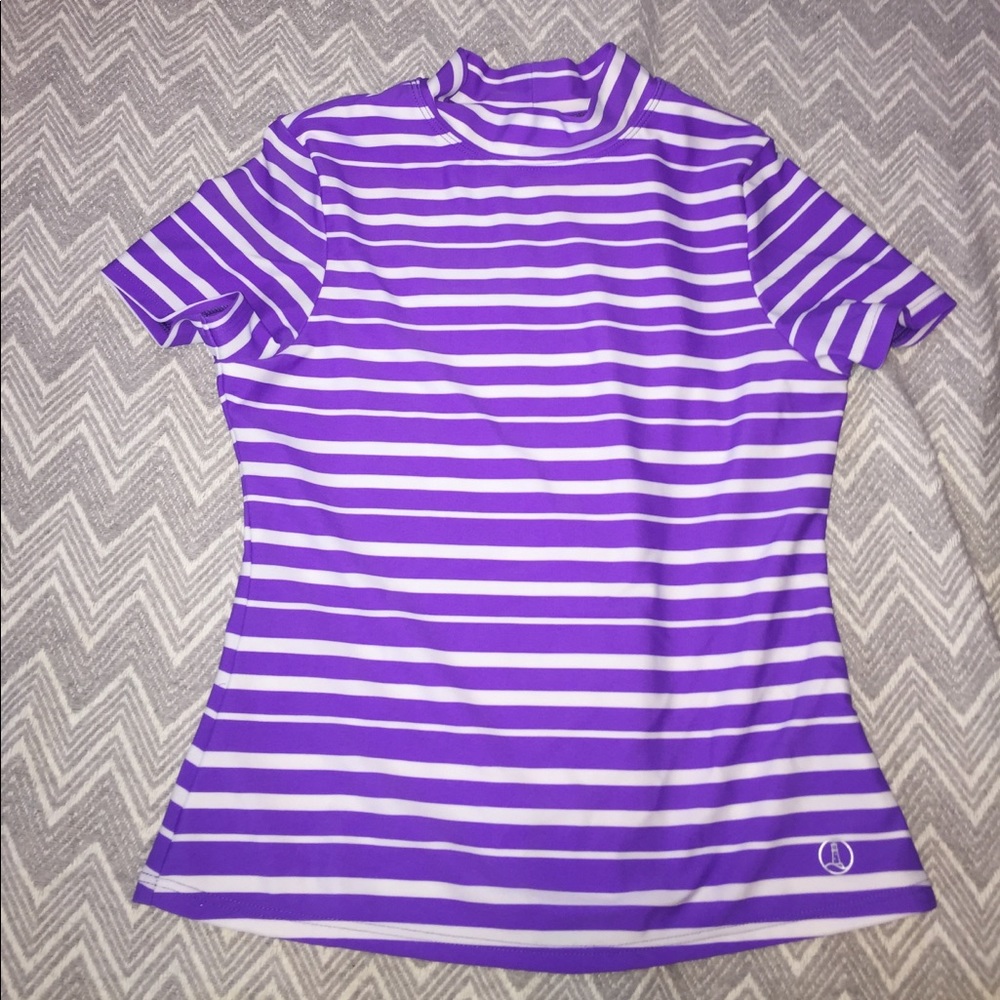 Lands' End purple striped rash guard