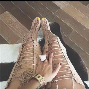 Lace up over the knee boots