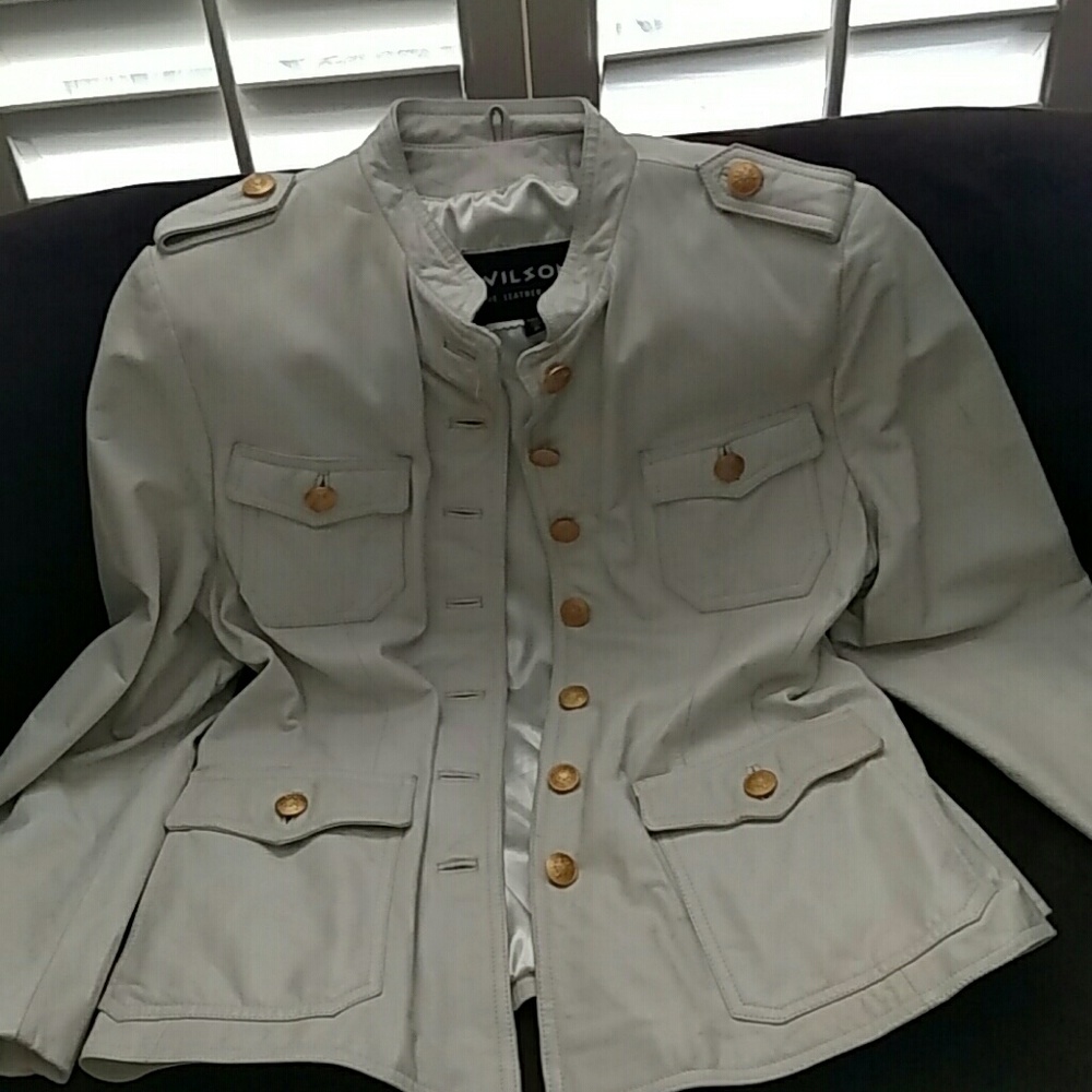 White leather Military Style Jacket
