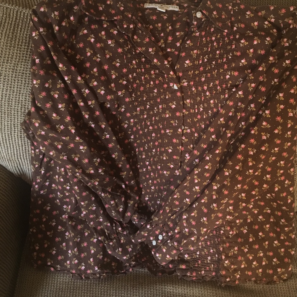 Brown floral blouse