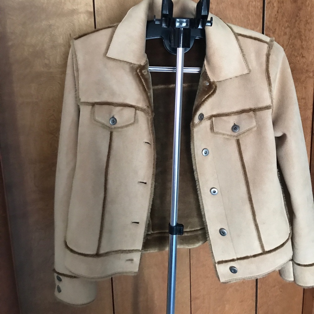 NWOT Saks Real Clothes vegan suede fur jacket Sz 2