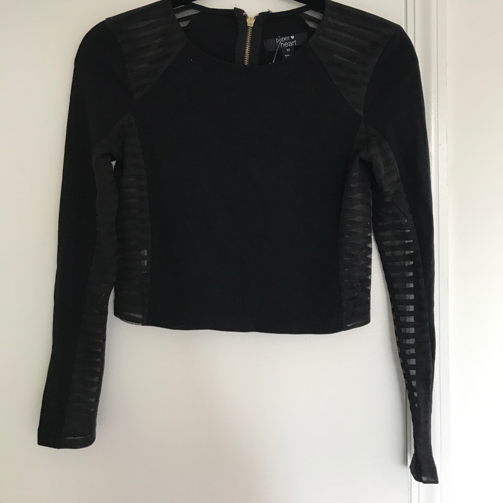 Black Solid & Sheer Crop Top